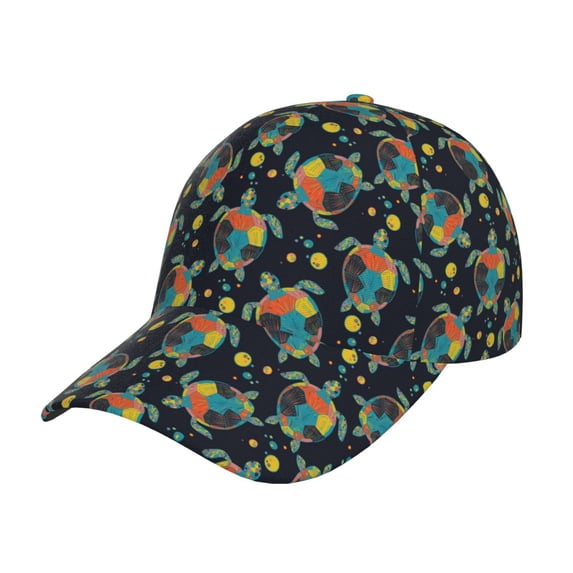 Wukai Colorful Turtles Baseball Cap: Comfortable, Stylish, and Adjustable Hat for Sports, Daily Wear, and Outdoor Activities-One Size