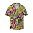 thumbnail image 1 of Wukai Colrful Tropical Leaves Men's Casual Short-Sleeve Button Down Shirt - Lightweight Summer Dress Shirt for Daily Wear-Large, 1 of 1