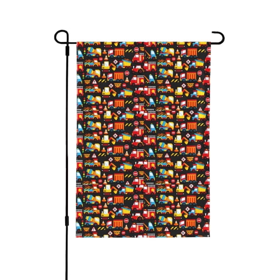 Wukai Construction Truck Garden Flags Double Sided Welcome Garden Yard House Flags Outside Outdoor House (Only Flag)