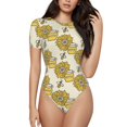thumbnail image 1 of Naloa Cartoon Honey Pot Bee Sunflower Women's Short-Sleeved Onesie, One-Piece Swimsuit for Parties, dates, clubs - XX-Large, 1 of 9