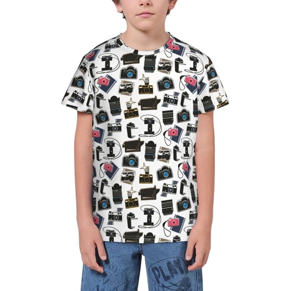 Wukai Cool Camera Youth Unisex Short Sleeve T-Shirt for Boys, Girls, Teens, and Kids-X-Small