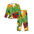 thumbnail image 1 of Wukai Cool Dinosaur Playing Guitar Print Women's Pajama Set - Soft Long Sleeve Sleepwear for Comfort and Style-XX-Large, 1 of 9