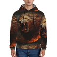 thumbnail image 1 of Wukai Cool Flame Lion A Print Men Hoodies Fleece Sweatshirts Long Sleeve Sweaters Pullover Fall Outfits Winter Clothes-Small, 1 of 7