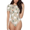 thumbnail image 1 of Naloa Cute Alpaca Women's Short-Sleeved Onesie, One-Piece Swimsuit for Parties, dates, clubs - XX-Large, 1 of 9