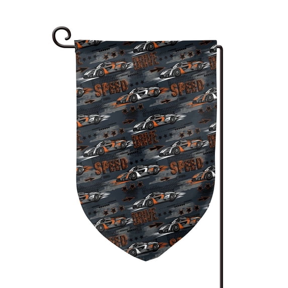 Wukai Cool Sports Car Print Garden Flag 12.5x18 Inch Double Sided Sun-resistant Rain-resistant, Wrinkle-resistant Colorfast(Only Flag)