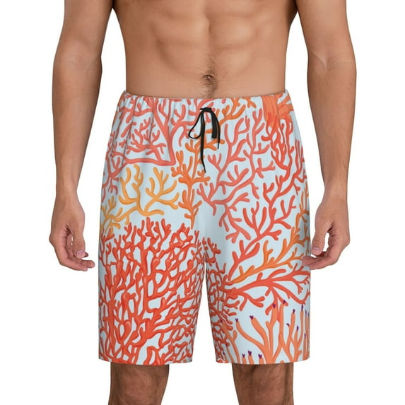 Wukai Corals Men’s Short Pajama Pants With Pockets Soft Sleep Pj Shorts for Men-4X-Large