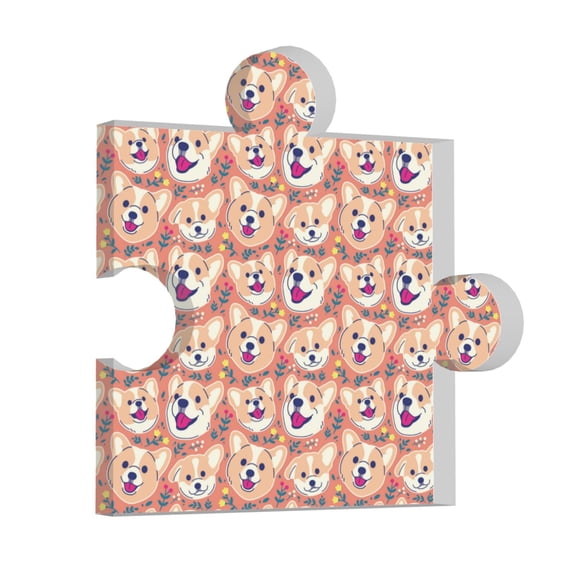 Wukai Corgi Head with Floal Print Elegant Acrylic Gift Decorations Perfect for Weddings, Birthdays, Anniversaries, and Home Decor