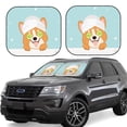 thumbnail image 1 of Wukai Corgi With Towel Ans Slice Cucumber Print Windshield Sun Shade, Car Front Window Shades Sunshade Cover Sun Visor Shield Block Automotive Interior Protector Blocks UV Rays-Large, 1 of 6