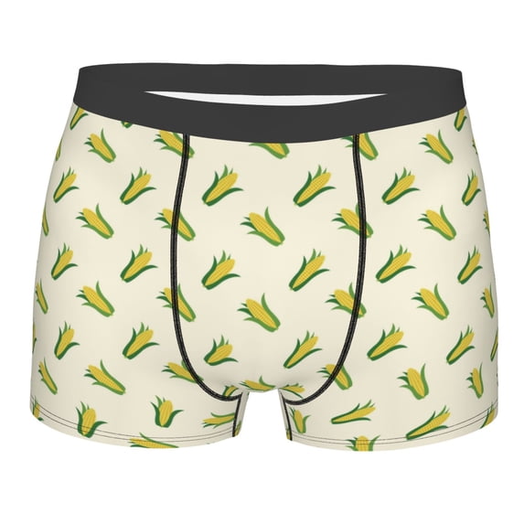 Wukai Corn Print Men’s Underwear Breathable Boxer Briefs, Moisture Wicking & Breathable-Medium