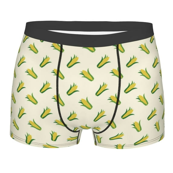 Wukai Corn Print Men’s Underwear Breathable Boxer Briefs, Moisture Wicking & Breathable-Small