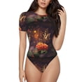 thumbnail image 1 of Naloa Butterfly Sitting on a Flower Women's Short-Sleeved Onesie, One-Piece Swimsuit for Parties, dates, clubs - X-Large, 1 of 9