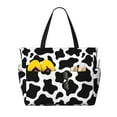 thumbnail image 1 of Wukai Cow Print Black White Print Zipper Bag,large Beach Tote Bag,Waterproof Sandproof Bag,Grocery and Picnic Tote Travel Bag, 1 of 5