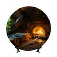 thumbnail image 1 of Wukai Cozy Tree Hole Cabin Print Decorative Plate for Display,Bone China Decorative Plate, Ceramic Dinner Plate with Stand, Vertical Ceramic Plate-10in, 1 of 6