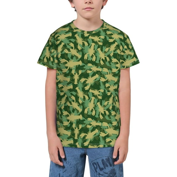 Wukai Crayfish Army Youth Unisex Short Sleeve T-Shirt for Boys, Girls, Teens, and Kids-Medium