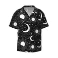 thumbnail image 1 of Wukai Crescent and Stars Men's Casual Short-Sleeve Button Down Shirt - Lightweight Summer Dress Shirt for Daily Wear-Large, 1 of 1