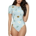 thumbnail image 1 of Naloa Bee Flower Women's Short-Sleeved Onesie, One-Piece Swimsuit for Parties, dates, clubs - Small, 1 of 9