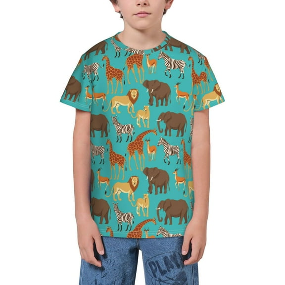 Wukai Cute Animals Youth Unisex Short Sleeve T-Shirt for Boys, Girls, Teens, and Kids-Large