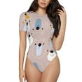 thumbnail image 1 of Naloa Cute Hand Drawn Bear Women's Short-Sleeved Onesie, One-Piece Swimsuit for Parties, dates, clubs - XX-Large, 1 of 9