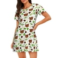 thumbnail image 1 of Wukai Cute Bear Print Women's Loose Short Sleeve Nightgown, Soft Sleep Dress for Comfortable Relaxation, Casual Lounge Wear, 1 of 6