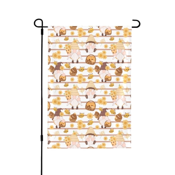Wukai Cute Bee Gnome Garden Flags Double Sided Welcome Garden Yard House Flags Outside Outdoor House (Only Flag)