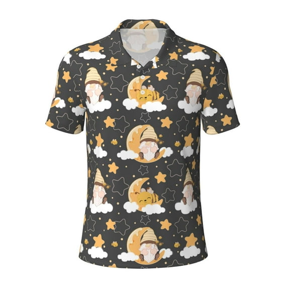 Wukai Cute Bee Gnome Men’s Polo Shirts,Quick-Dry Athletic Shirt,Classic Fit Shirts-XX-Large