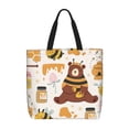 thumbnail image 1 of Wukai Cute Bee Honey Jar Hive Bear Print Reusable Grocery Bag Shopping Bags with Zipper Shoulder Shopping Handle Bag Suitable for Outdoor Convenient Daily Bag, 1 of 8