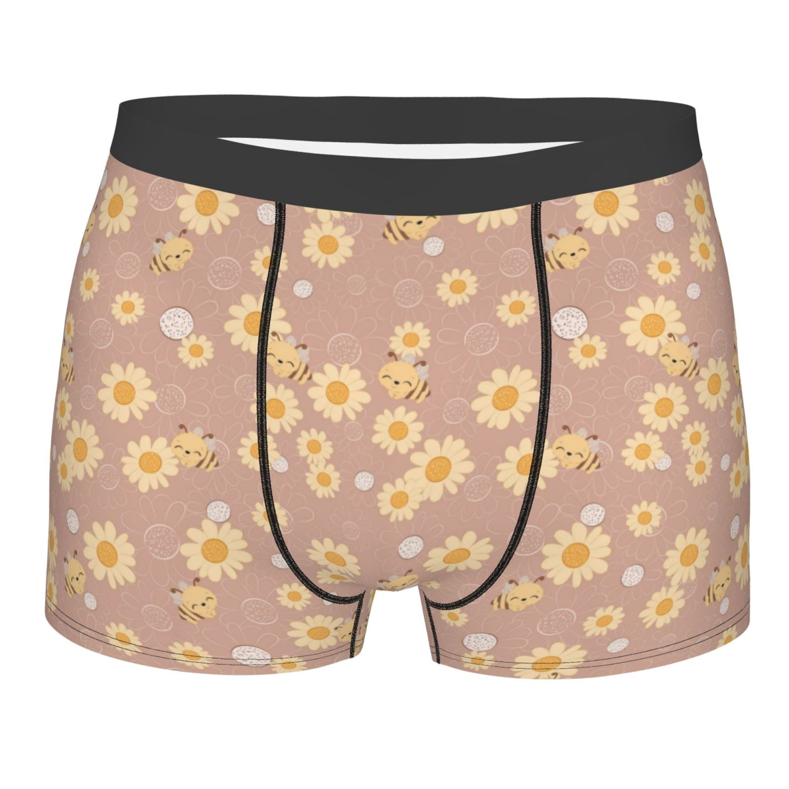 Wukai Cute Bee Print Men's Underwear Breathable Boxer Briefs,&nbsp