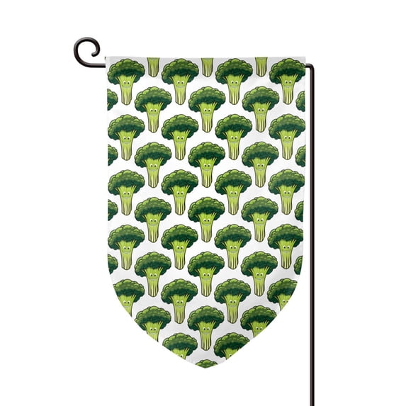 Wukai Cute Broccoli Print Garden Flag 12.5x18 Inch Double Sided Sun-resistant Rain-resistant, Wrinkle-resistant Colorfast(Only Flag)