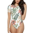thumbnail image 1 of Naloa Lilies Flowers Women's Short-Sleeved Onesie, One-Piece Swimsuit for Parties, dates, clubs - X-Large, 1 of 9