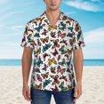 thumbnail image 1 of Wukai Cute Butterfly Men's Hawaiian Shirt Short Sleeve Casual Button Down Summer Beach Aloha Shirt Tropical Print Holiday Party, 1 of 8