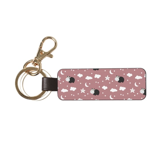 Wukai Cute Calf Print Leather Car Keychain, Universal Key Fob Keychain, Leather Key Chain Holder for Men and Women,360 Degree Rotatable