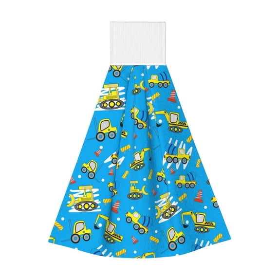 Wukai Cute Car Cartoon Print Kitchen Towels Quick Dry Washcloths, Coral Velvet Dishtowels Multipurpose Reusable Cloths, Soft Tea Absorbent Cleaning Cloths