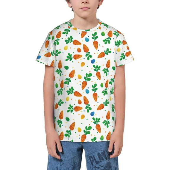 Wukai Cute Carrot Youth Unisex Short Sleeve T-Shirt for Boys, Girls, Teens, and Kids-Large