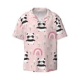 thumbnail image 1 of Wukai Cute Cartoon Panda Men's Casual Short-Sleeve Button Down Shirt - Lightweight Summer Dress Shirt for Daily Wear-, 1 of 1