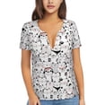 thumbnail image 1 of Wukai Cute Cat Casual V-Neck Graphic Tees for Women: Lightweight and Breathable Summer Tops with Stylish Design-X-Large, 1 of 8