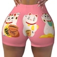 thumbnail image 1 of Wukai Cute Cat Print Pack Biker Shorts for Women Yoga Workout Gym Running Scrunch Active Shorts-Small, 1 of 8