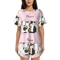 thumbnail image 1 of Wukai Cute Cats Print Women's Pajama Set - Short-Sleeve Top and Shorts with Elastic Waistband and Pockets for Loungewear, Yoga, and Casual Wear-Large, 1 of 8