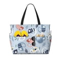 thumbnail image 1 of Wukai Cute Chameleons On Blue Print Zipper Bag,large Beach Tote Bag,Waterproof Sandproof Bag,Grocery and Picnic Tote Travel Bag, 1 of 5
