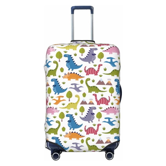 Wukai Cute Dinosaur Elastic Luggage Cover: Personalized Protection for Your Suitcase - Fits 19~29-inch, Washable & Durable Travel Companion-