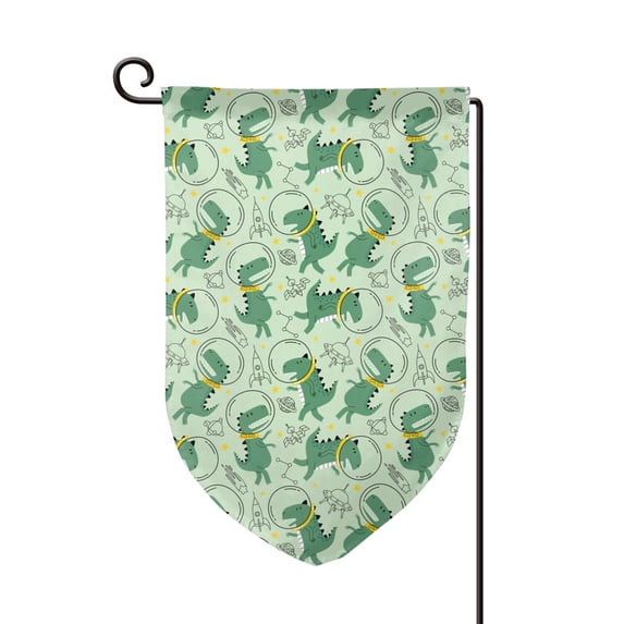 Wukai Cute Dinosaurs in Space Print Garden Flag 12.5x18 Inch Double Sided Sun-resistant Rain-resistant, Wrinkle-resistant Colorfast(Only Flag)