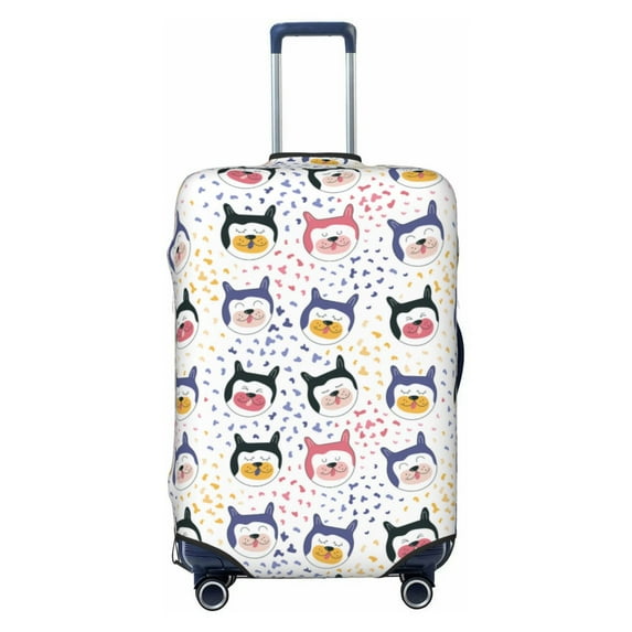 Wukai Cute Dog Elastic Luggage Cover: Personalized Protection for Your Suitcase - Fits 19~29-inch, Washable & Durable Travel Companion-Small