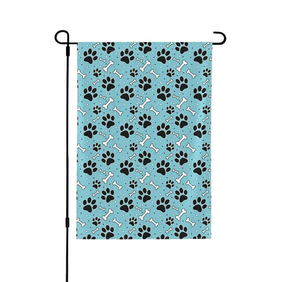 Wukai Cute Dog Footprints Garden Flags Double Sided Welcome Garden Yard House Flags Outside Outdoor House (Only Flag)