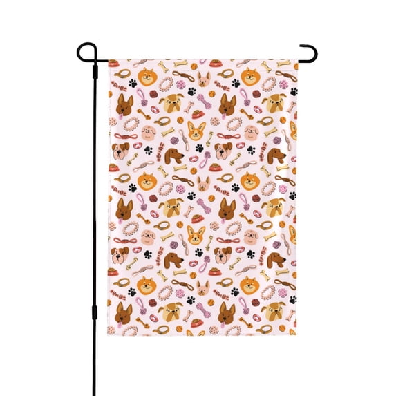 Wukai Cute Dog Garden Flags Double Sided Welcome Garden Yard House Flags Outside Outdoor House (Only Flag)