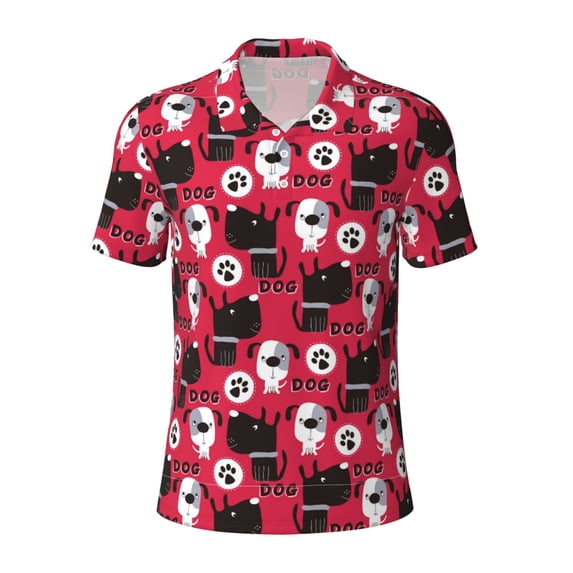 Wukai Cute Dog Men’s Polo Shirts,Quick-Dry Athletic Shirt,Classic Fit Shirts-X-Large