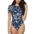 thumbnail image 1 of Naloa Dragon Women's Short-Sleeved Onesie, One-Piece Swimsuit for Parties, dates, clubs - Small, 1 of 9