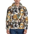 thumbnail image 1 of Wukai Cute Dog Print Men Hoodies Fleece Sweatshirts Long Sleeve Sweaters Pullover Fall Outfits Winter Clothes-Large, 1 of 7