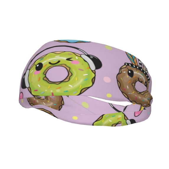 Wukai Cute Donuts Sports sweatband,Men & Women Sweatband Headband for Running, Cross Training, Racquetball, Working Out