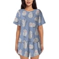 thumbnail image 1 of Wukai Cute Fat Cat Women's Pajama Set,Short-Sleeve Top and Shorts with Elastic Waistband and Pockets for Loungewear, Yoga, and Casual Wear-Medium, 1 of 6