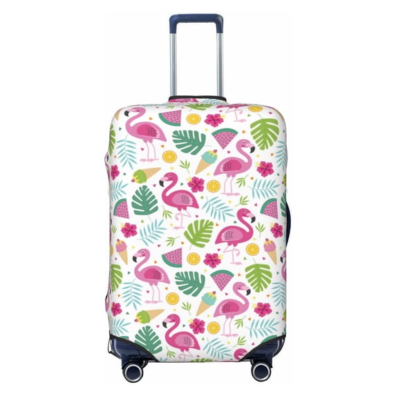 Wukai Cute Flamingo Elastic Luggage Cover: Personalized Protection for Your Suitcase - Fits 19~29-inch, Washable & Durable Travel Companion-Medium