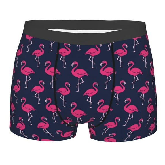 Wukai Cute Flamingo Print Men’s Underwear Breathable Boxer Briefs, Moisture Wicking & Breathable-